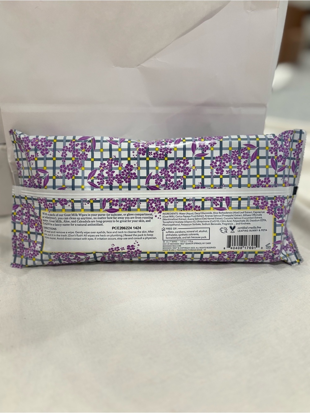 Beekman 1802 Lilac Dream Goat Milk Facial Cleansing Wipes 30 Ct New - Picture 3 of 3